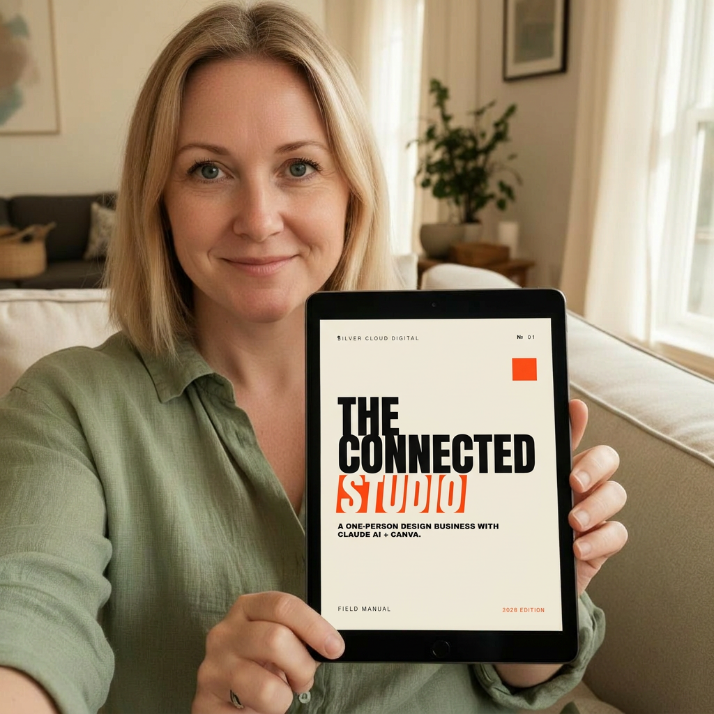 Emma Halvorsen holding The Connected Studio on an iPad